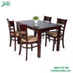 Bàn ăn cabin 4 ghế gỗ nâu VB-4414