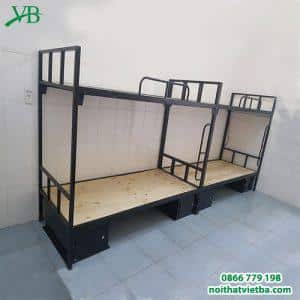 Giường sắt 2 tầng đen có hộc giá rẻ VB-4303