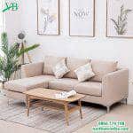 Sofa góc gỗ tự nhiên bọc nỉ giá rẻ VB-6045