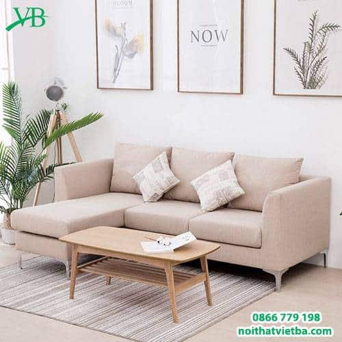 Sofa góc gỗ tự nhiên bọc nỉ giá rẻ VB-6045