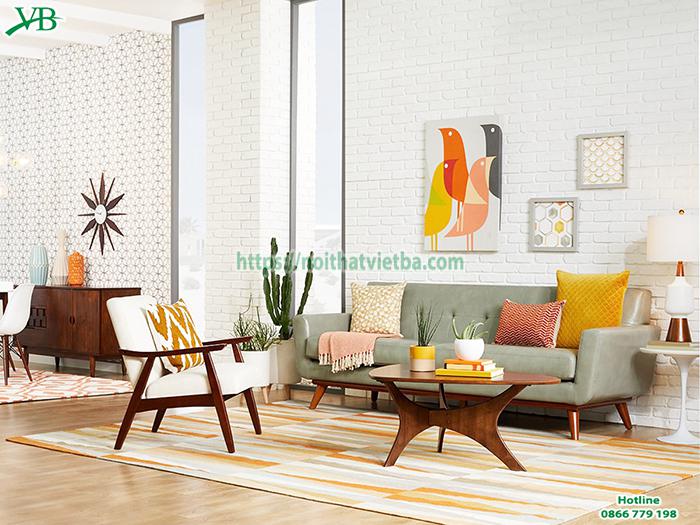 Nội thất phòng khách hiện đại với đồ nội thất đơn giản kết hợp cùng các màu sắc hợp mệnh với gia chủ