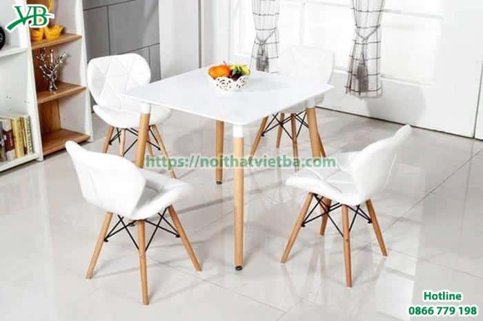 Bộ bàn ăn 4 ghế màu trắng đẹp cho phòng ăn