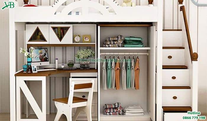 Với không gian hạn hẹp có thể dùng mẫu nội thất thông minh có tủ để quần áo