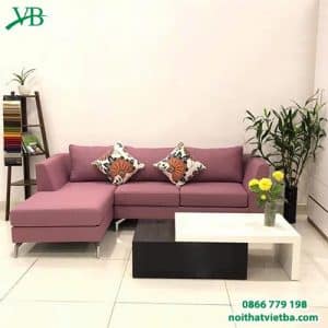 Ghế sofa góc chữ L nỉ màu hồng VB-6072