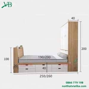 Kích thước giường liền tủ VB-4025