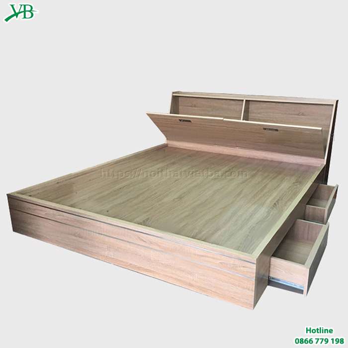 Giường gỗ công nghiệp với thiết kế ấn tượng