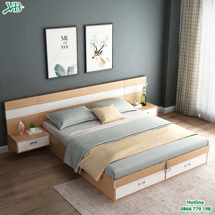 Giường ngủ bằng gỗ chắc chắn, sang trọng