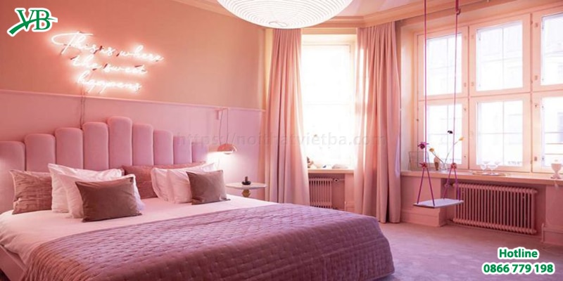 Cách trang trí phòng ngủ với màu hồng nhạt